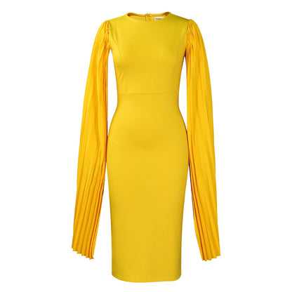 Damen Etui-Kleid Plisseefaltenärmel Eleganter Schnitt Norvielle