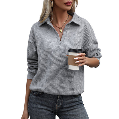 Damen Pullover Strukturiert V-Ausschnitt Beige