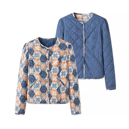 Damen Steppjacke Floralmuster Praktische Taschen Norvielle