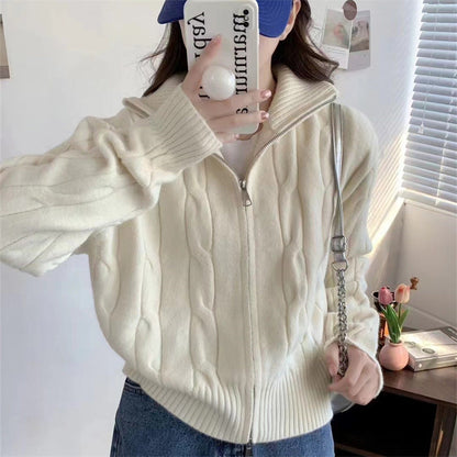 Damen Strickjacke Reißverschluss Kordelzug Norvielle - Norvielle