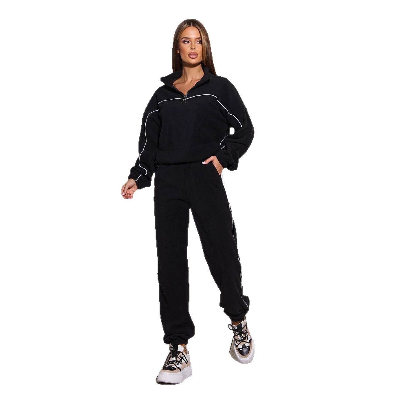 Damen Fleece-Outfit mit Reißverschluss Kuschelig Norvielle