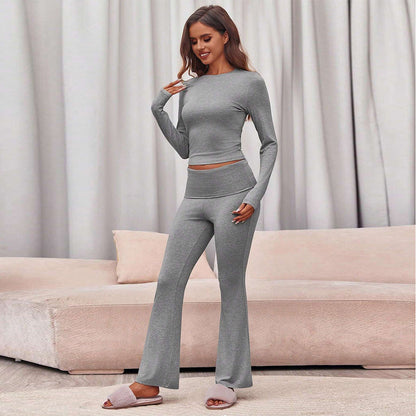 Damen Set Langärmliges Oberteil Figurbetonte Leggings