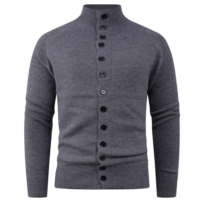 Herren Strickcardigan Stehkragen Knopfverschluss Bequem Grau