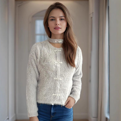 Damen Pullover Hochgeschlossen Kuschelig Norvielle
