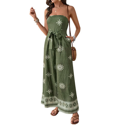 Damen Jumpsuit Taillengürtel Rüschen Norvielle