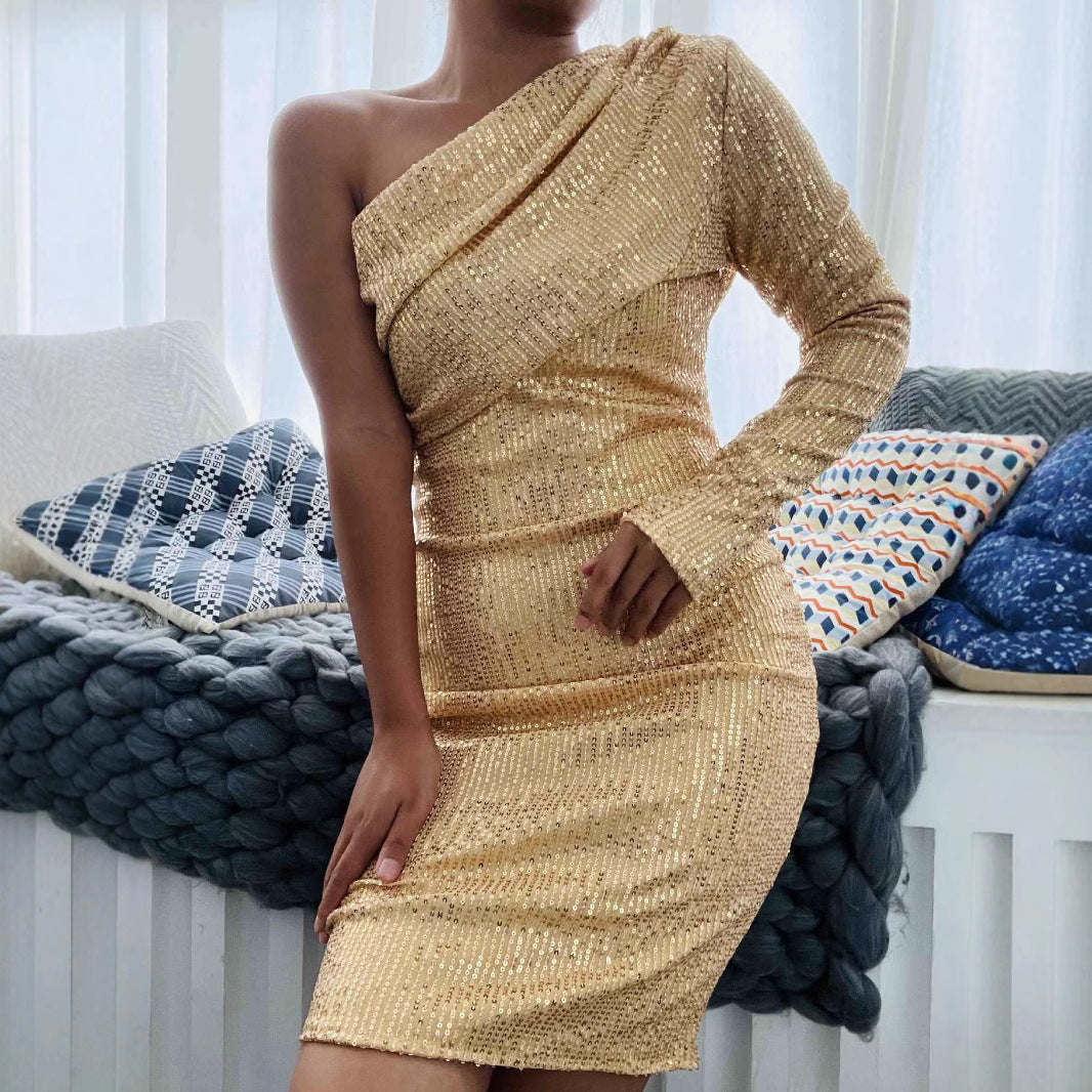 Damen Abendkleid Asymmetrisch Glitzernd Norvielle - Norvielle
