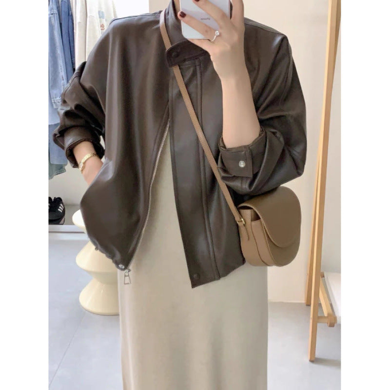 Damen Lederjacke Oversized Schnitt Modern Norvielle