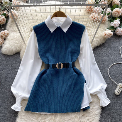 Damen Strickkleid Blusenoptik Norvielle