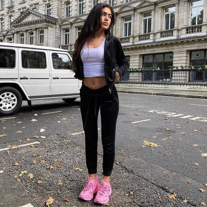 Damen Velours-Jogginganzug mit Kapuze Norvielle