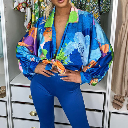 Damen Blusenjacke Übergröße Floralmuster Norvielle