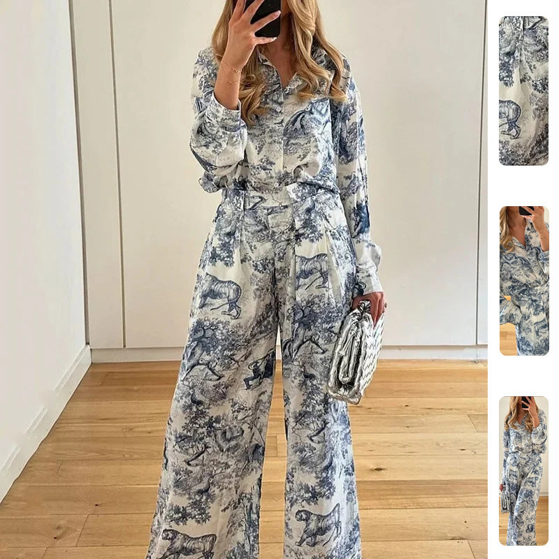 Damen Zweiteiliges Set Weites Design Floralmuster - Norvielle