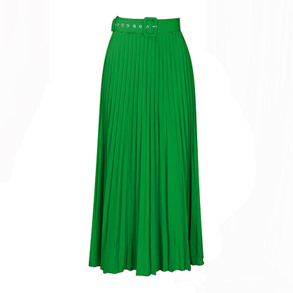 Damen Maxi-Rock Plissee mit Gürtel Norvielle
