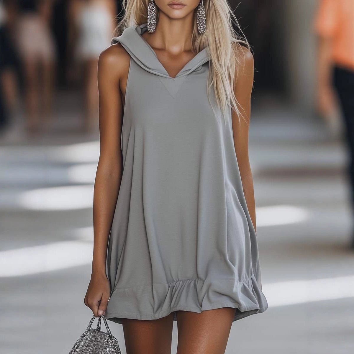 Damen Kapuzenkleid Norvielle