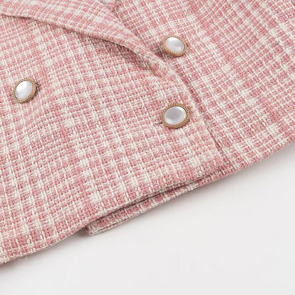 Damen Karojacke Klassisch Doppelknopf