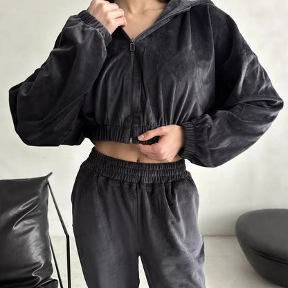 Damen Veloursjacke Weite Ärmel Norvielle