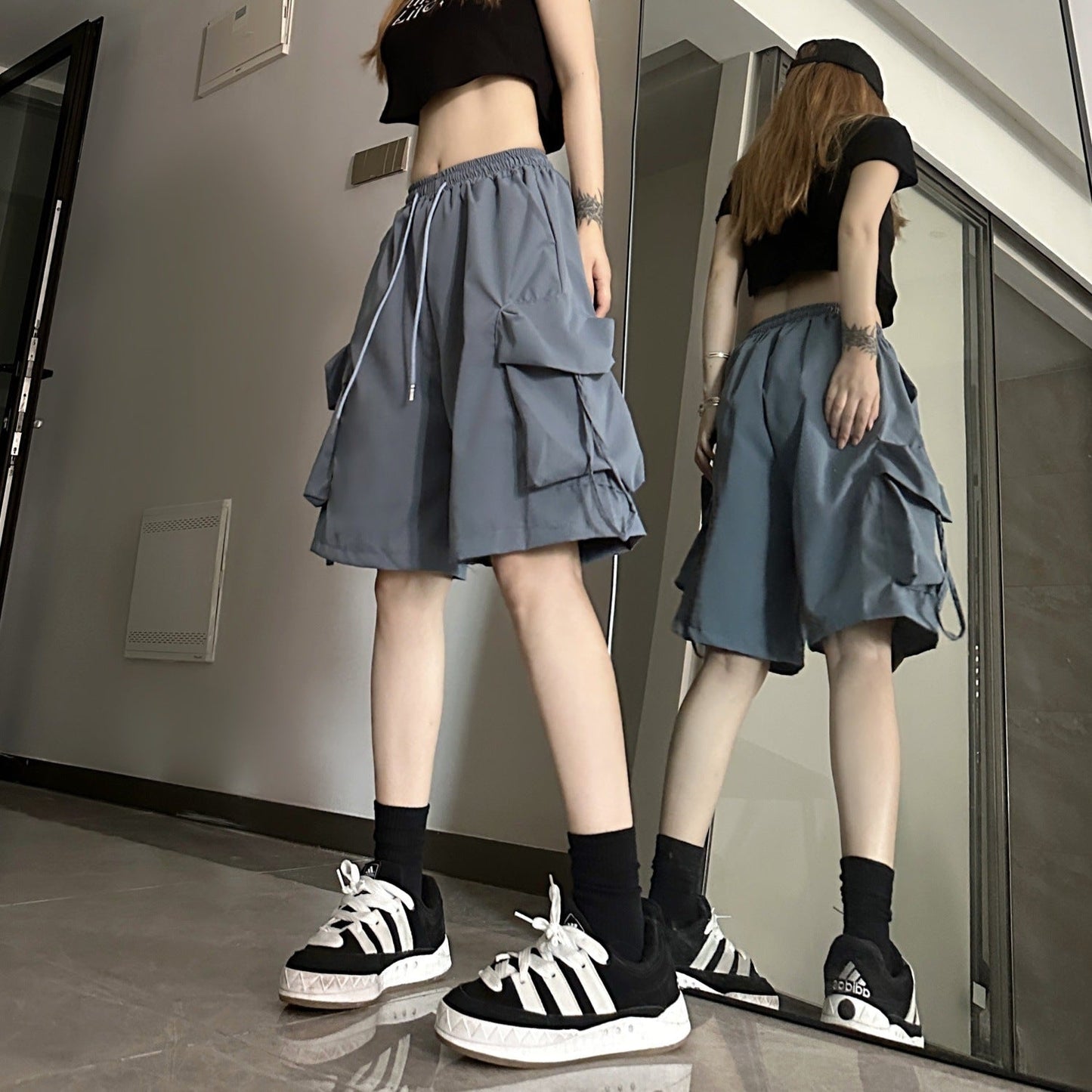 Damen Cargo-Shorts Elastischer Bund Praktische Seitentaschen