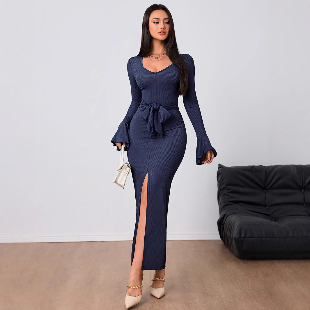 Damen Kleid V-Ausschnitt Ausgestellte Ärmel Norvielle - Norvielle