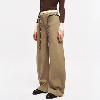 Damen Chino-Hose Weite Passform Elegantes Design Beige