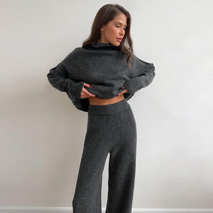 Damen Strickensemble Weiter Schnitt Hoher Kragen Norvielle