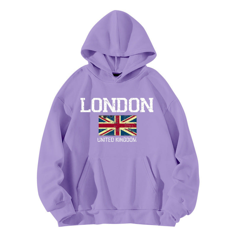 Damen Kapuzenpullover London-Style Kängurutasche Gemütlicher Schnitt