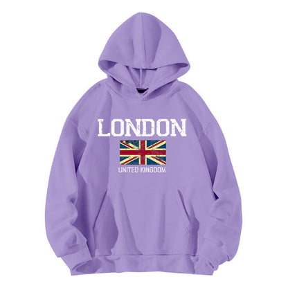 Damen Kapuzenpullover London-Style Kängurutasche Gemütlicher Schnitt