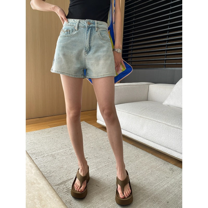 Damen Denim Shorts Hochwerder mit Wasch-Effekt