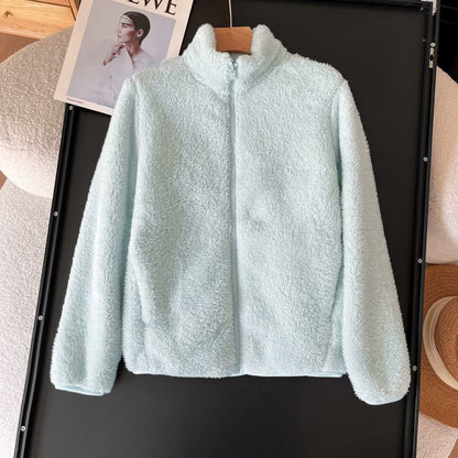 Damen Fleecejacke Flauschig Hochkragen Reißverschluss Norvielle