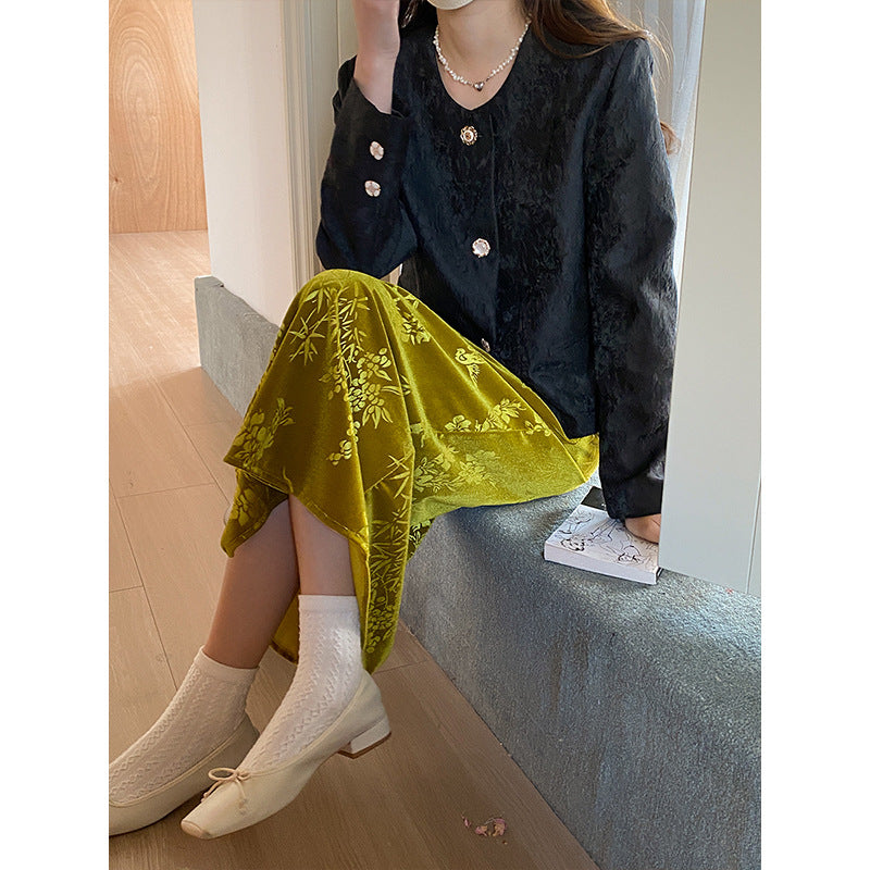 Damen Kurzjacke Strukturiert Florales Muster