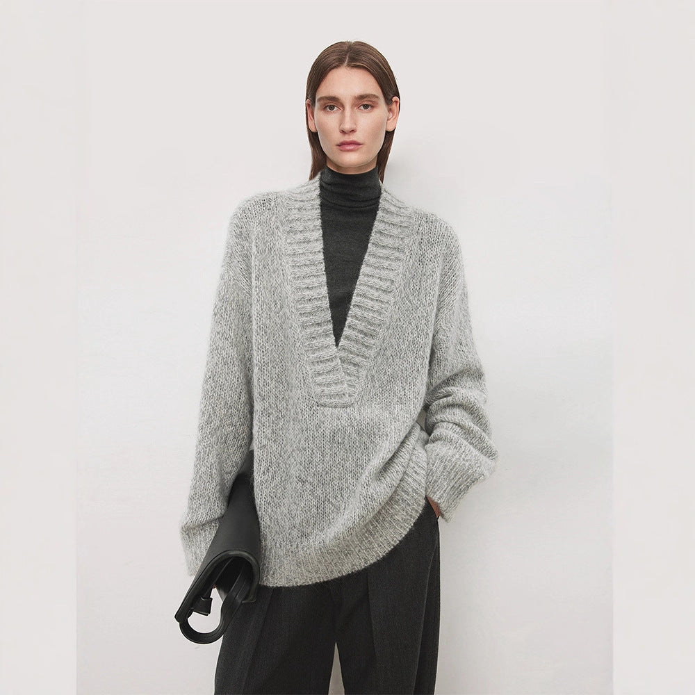 Damen Strickpullover V-Ausschnitt Lässiger Schnitt Norvielle - Norvielle