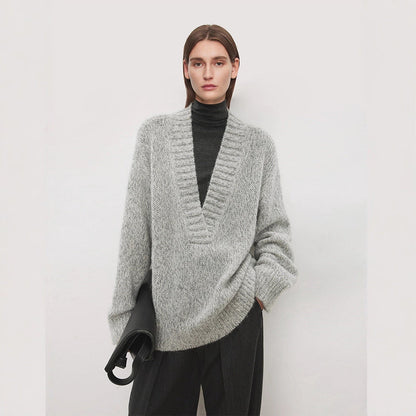 Damen Strickpullover V-Ausschnitt Lässiger Schnitt Norvielle - Norvielle