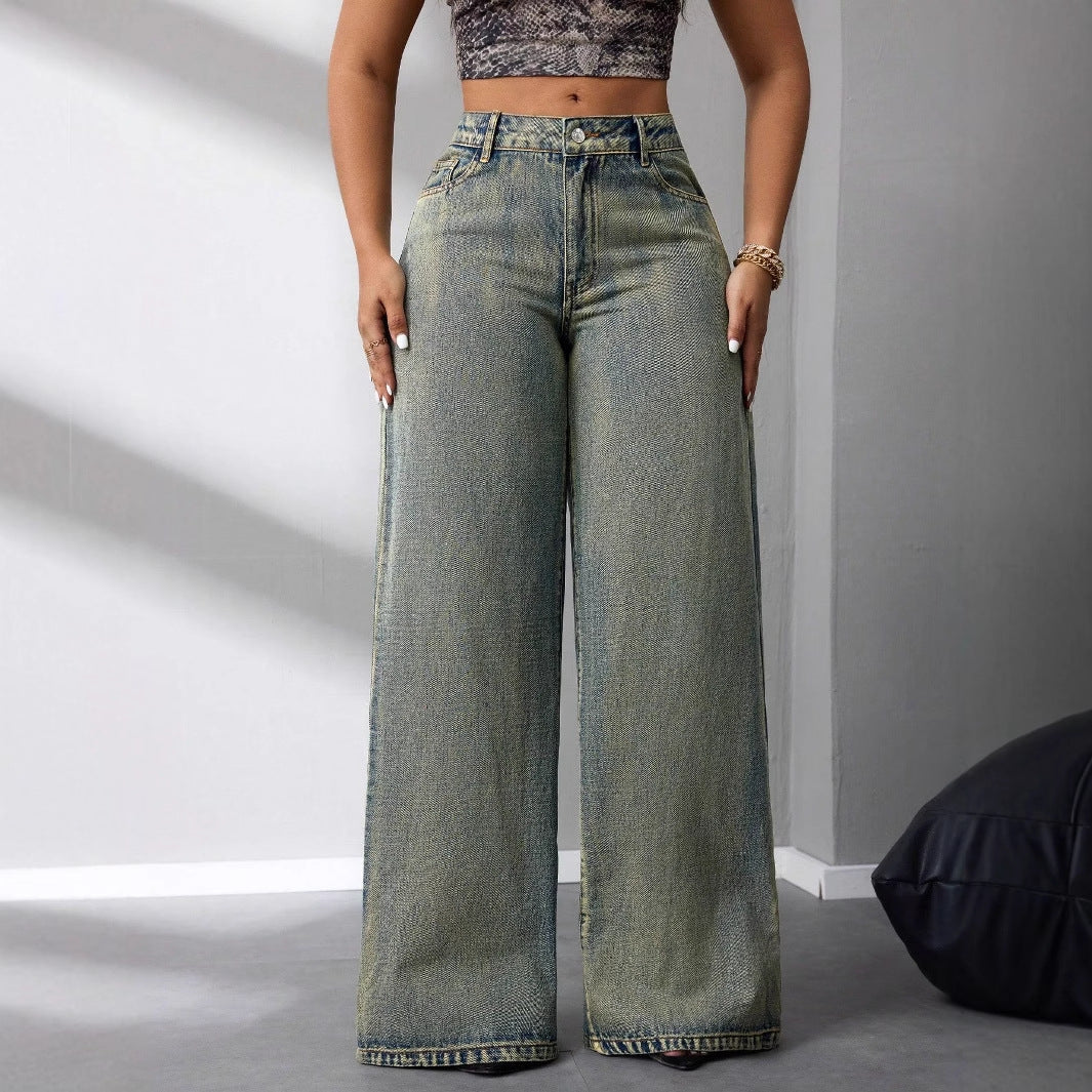 Damen High-Waist Jeans im Vintage-Stil Weite Bein Norvielle - Norvielle