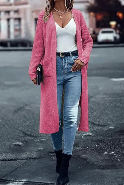 Damen Grobstrick-Cardigan Offene Taschen Lässiger Schnitt Norvielle