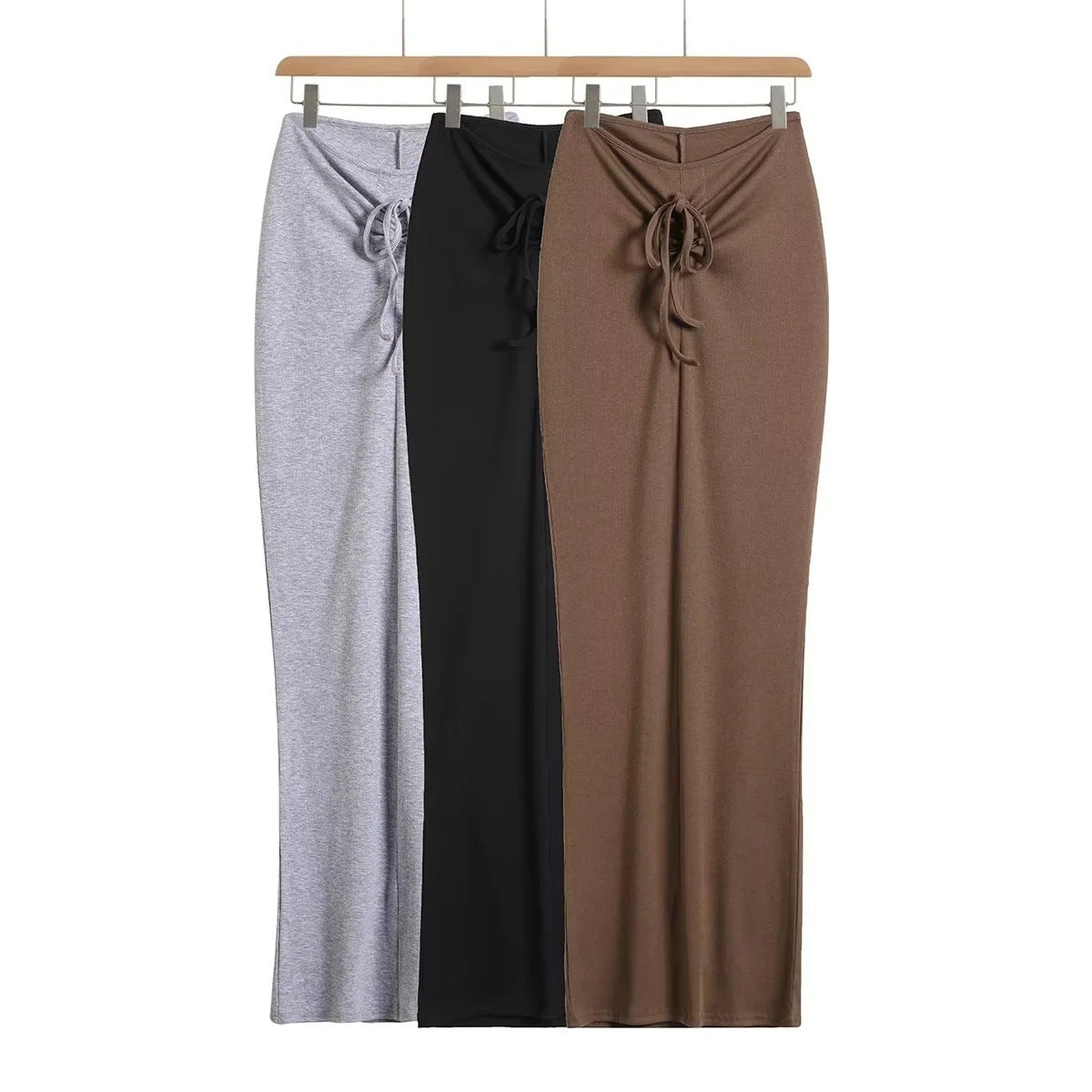 Damen Maxi-Rock Jersey Knoten-Design Schwarz - Norvielle