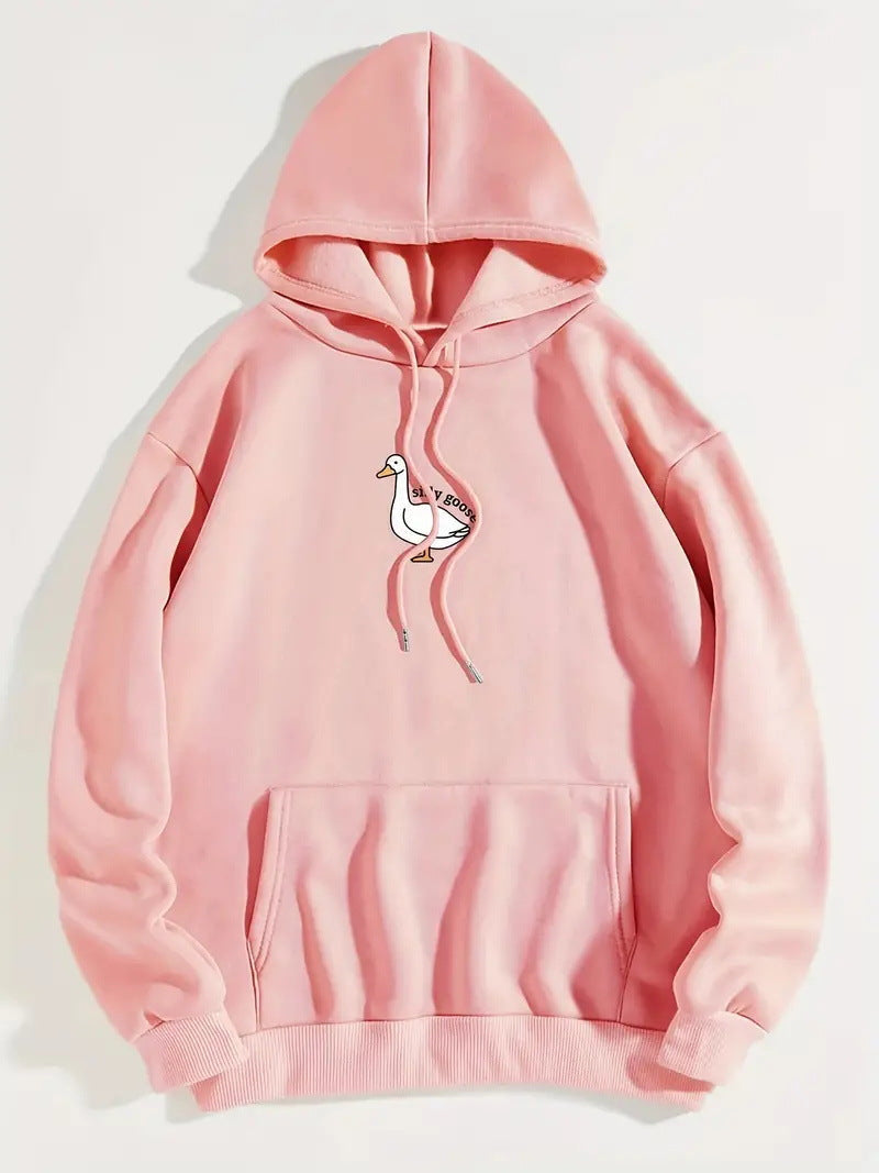 Damen Kapuzenpullover Gänsemotiv Weiches Fleece Innen Norvielle