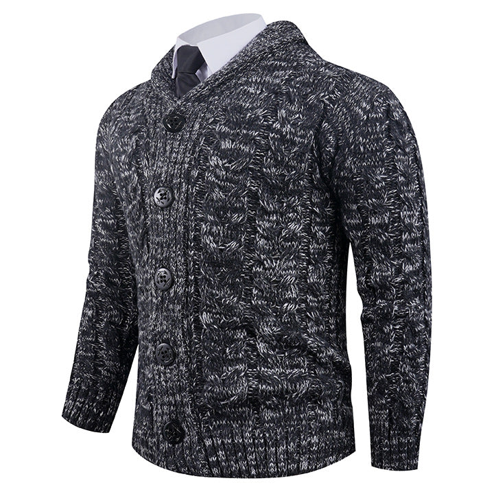 Herren Strickcardigan Zopfmuster Eleganter Schalkragen