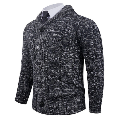 Herren Strickcardigan Zopfmuster Eleganter Schalkragen