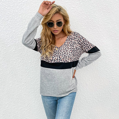 Damen Pullover Kontrast Leo-Print Norvielle