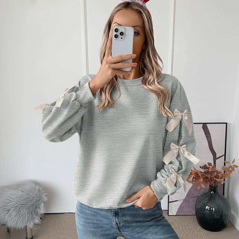 Damen Oversized Pullover mit Schleifendetails Norvielle