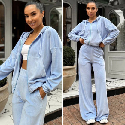 Damen Velours-Jogginganzug Mit Kapuze Komfort-Taile