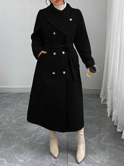Damen Wollmantel Eleganter Doppelknopf