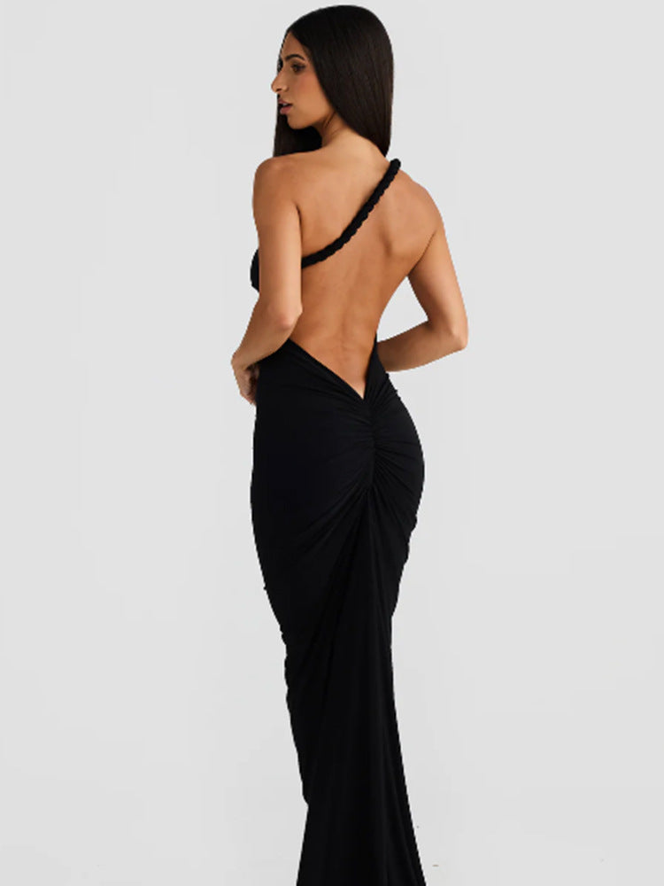 Damen Abendkleid Figurbetont Halterdesign schwingender Saum