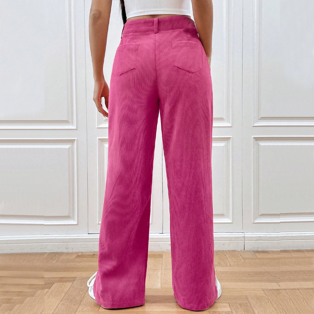 Damen Cordhose Weite Bein Elegant Schlitz
