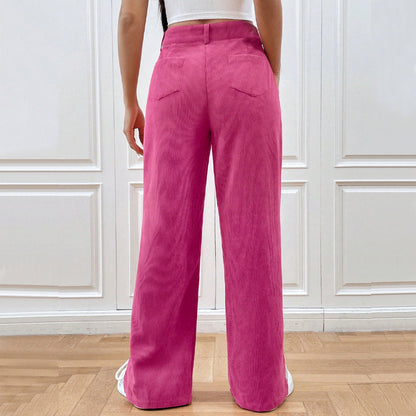 Damen Cordhose Weite Bein Elegant Schlitz