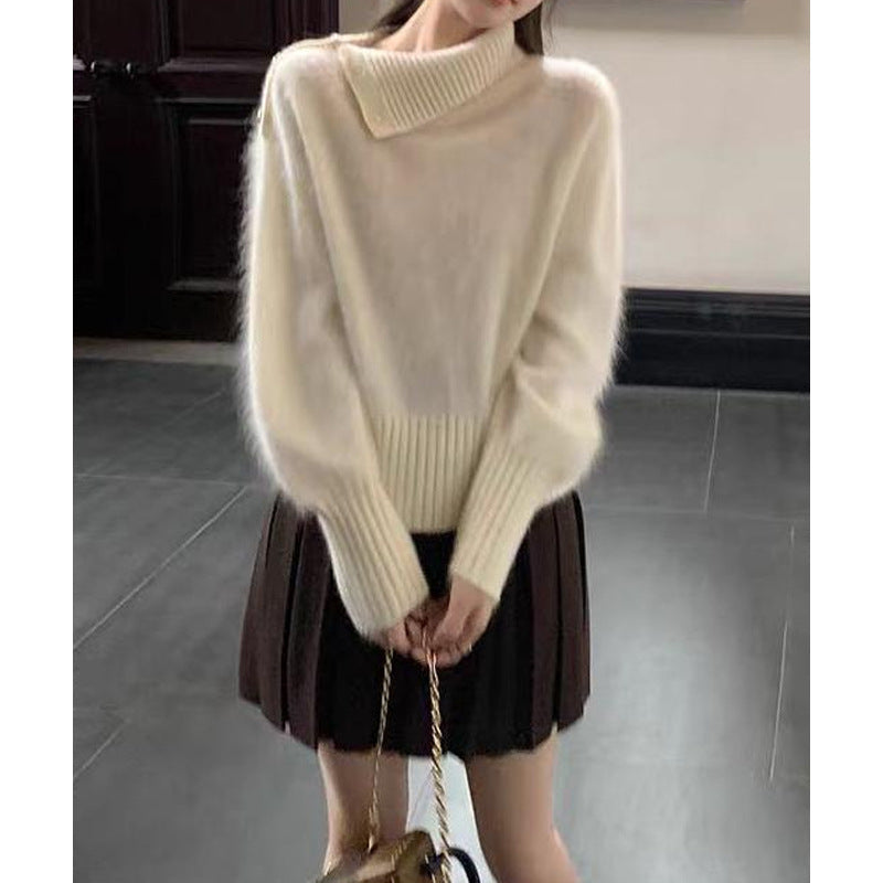 Damen Pullover Rollkragen Rippstruktur Norvielle