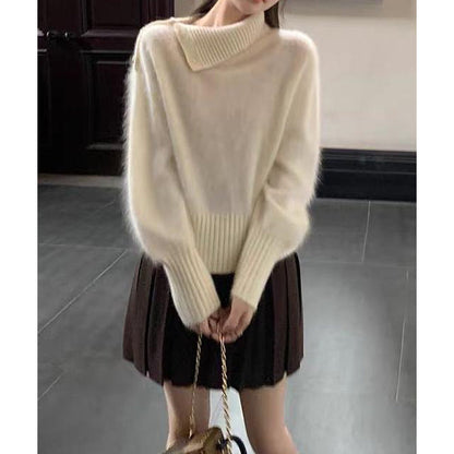 Damen Pullover Rollkragen Rippstruktur Norvielle