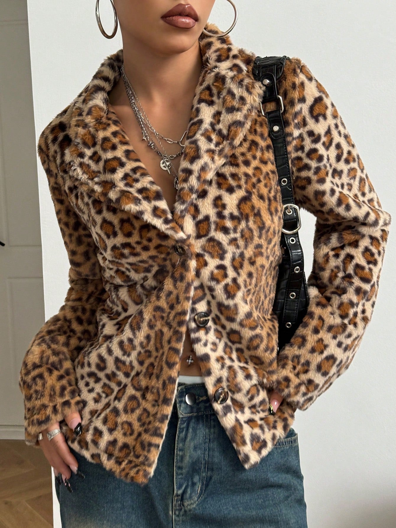Damen Leopardenmuster Blazerjacke Norvielle