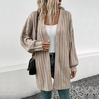 Damen Strickjacke Rippenmuster Locker Norvielle
