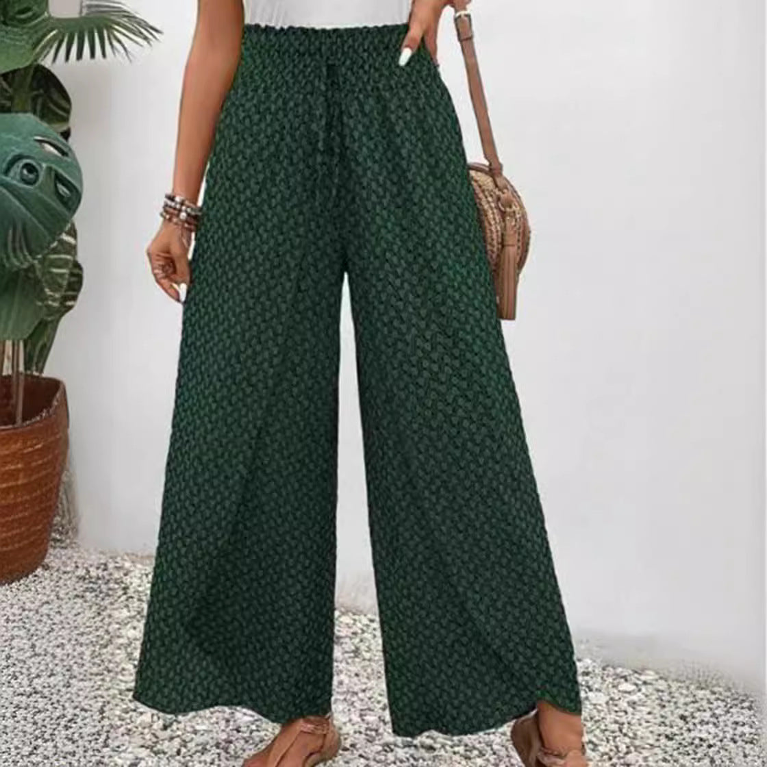 Damen Weite Hochbundhose Elastisch Grafisches Muster