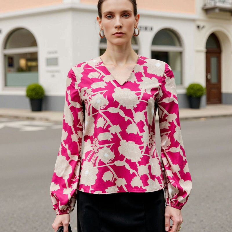 Damen Bluse Floralmuster Weiches Viskose