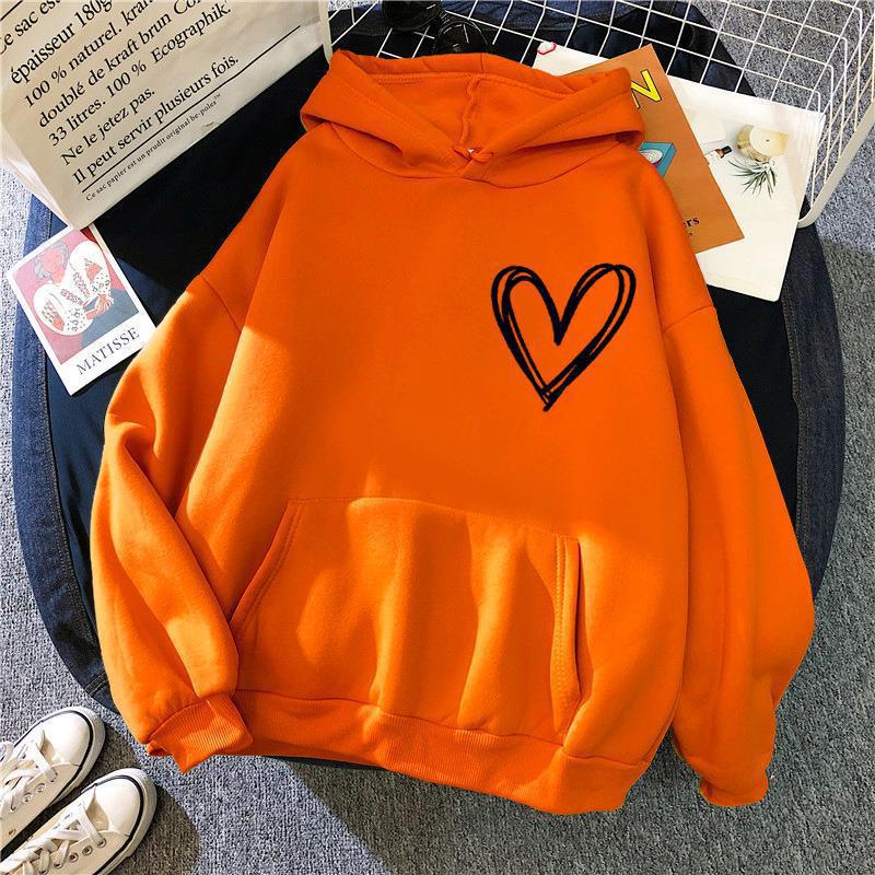 Damen Kapuzenpullover Herzmotiv Norvielle